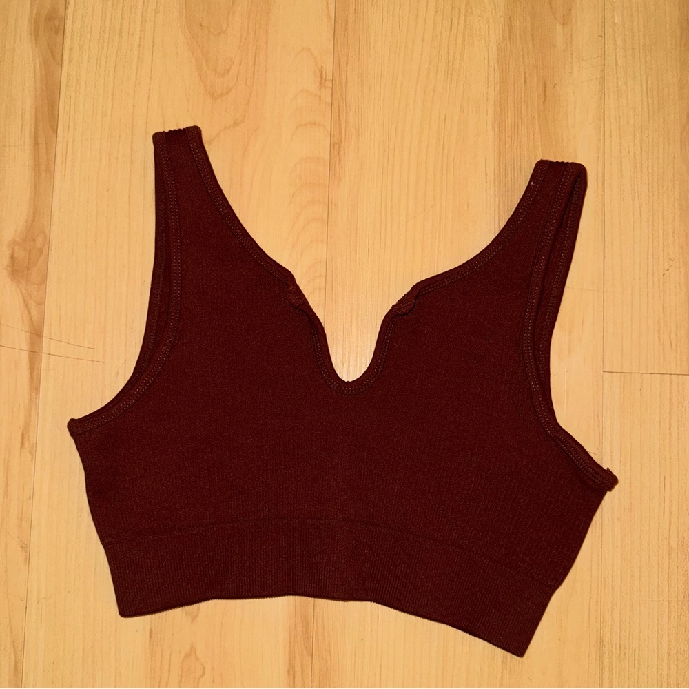 Brown crop sports bra